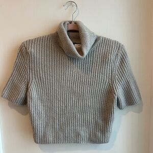Cropped Gray Turtleneck Sweater